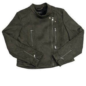 Olive Green Suede Moto Jacket